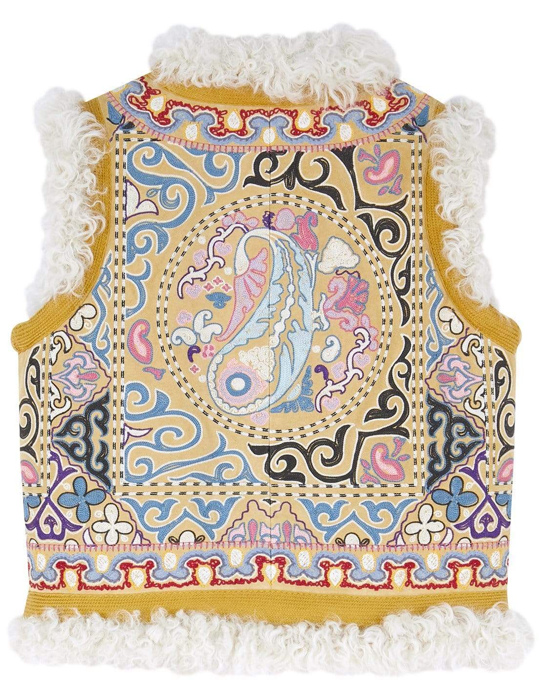ETRO-Newport Leather Shearling Printed Vest-GIALLO