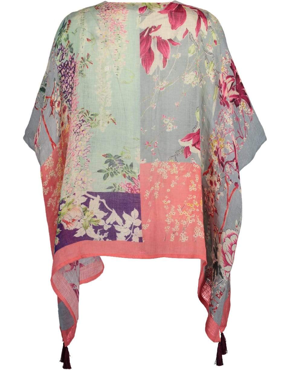 ETRO-Linen Poncho-LT BLUE