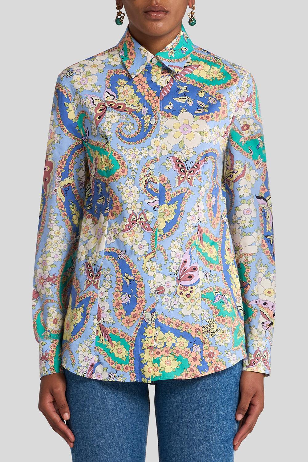 Butterfly Paisley Blouse-BLUE-40-CLOTHINGTOPBLOUSE-ETRO