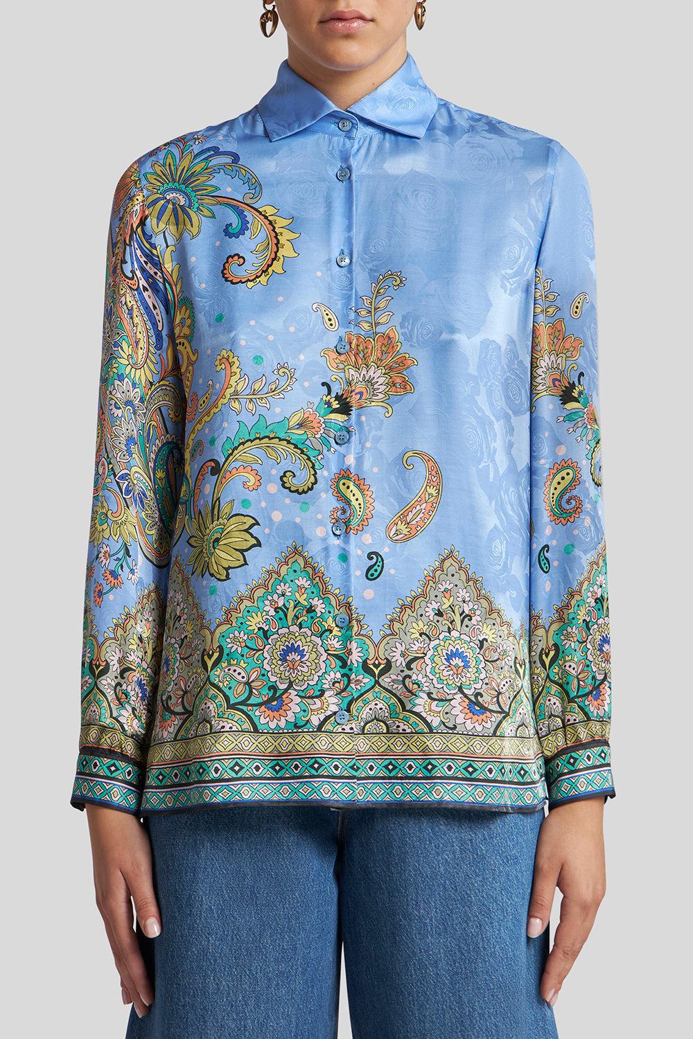 Printed Blouse - Blue-BLUE-40-CLOTHINGTOPBLOUSE-ETRO