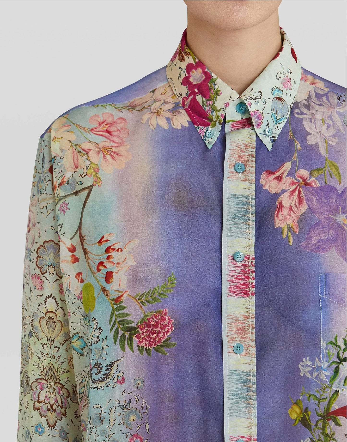 ETRO-Long Sleeve Button Down Oversized Printed Blouse-