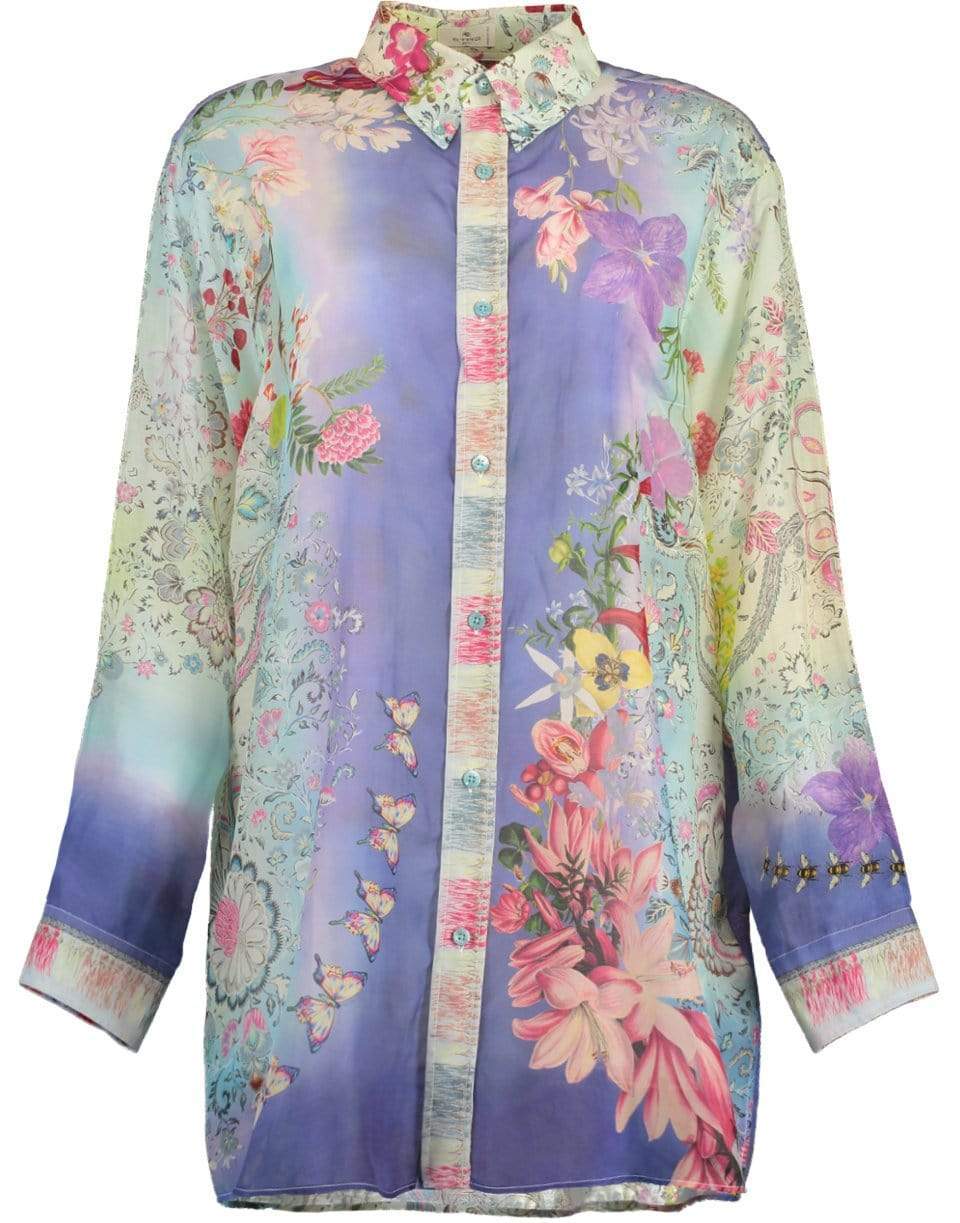 ETRO-Long Sleeve Button Down Oversized Printed Blouse-