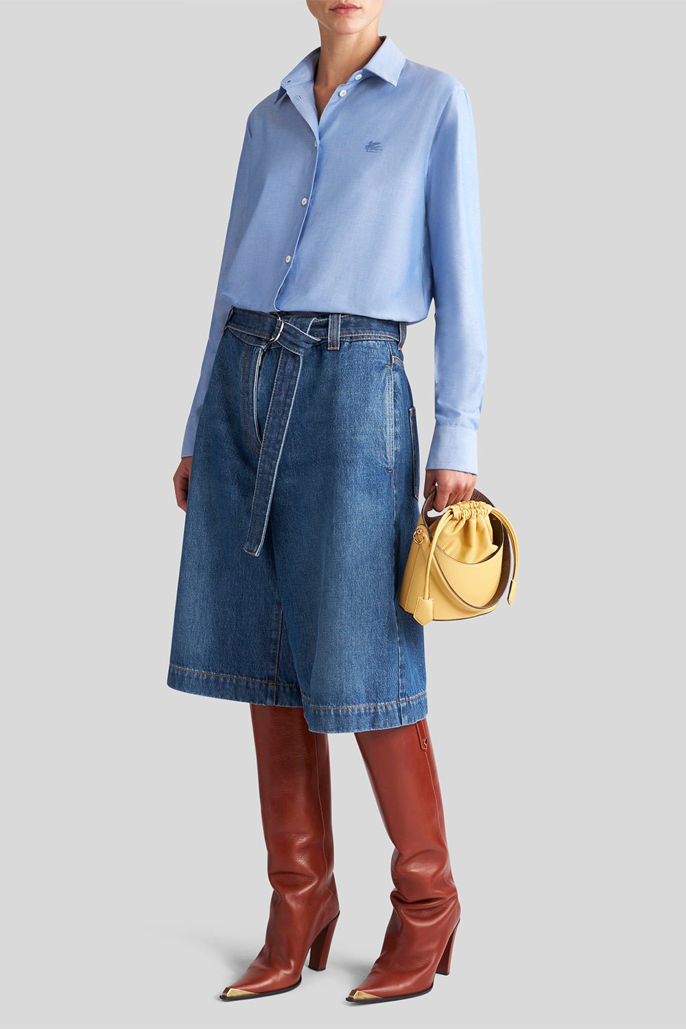 ETRO-Long Sleeve Button Down Blouse - Blue-