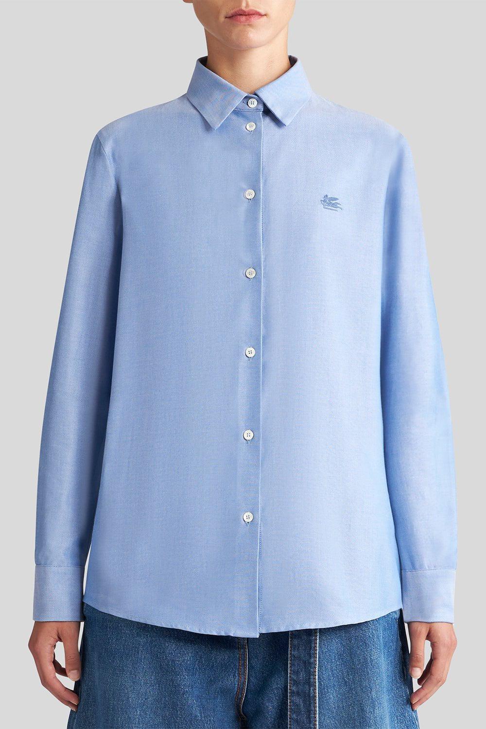 ETRO-Long Sleeve Button Down Blouse - Blue-