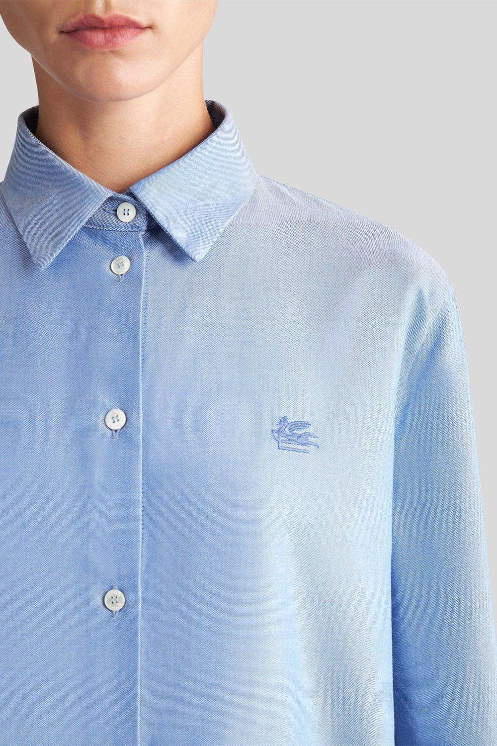 ETRO-Long Sleeve Button Down Blouse - Blue-