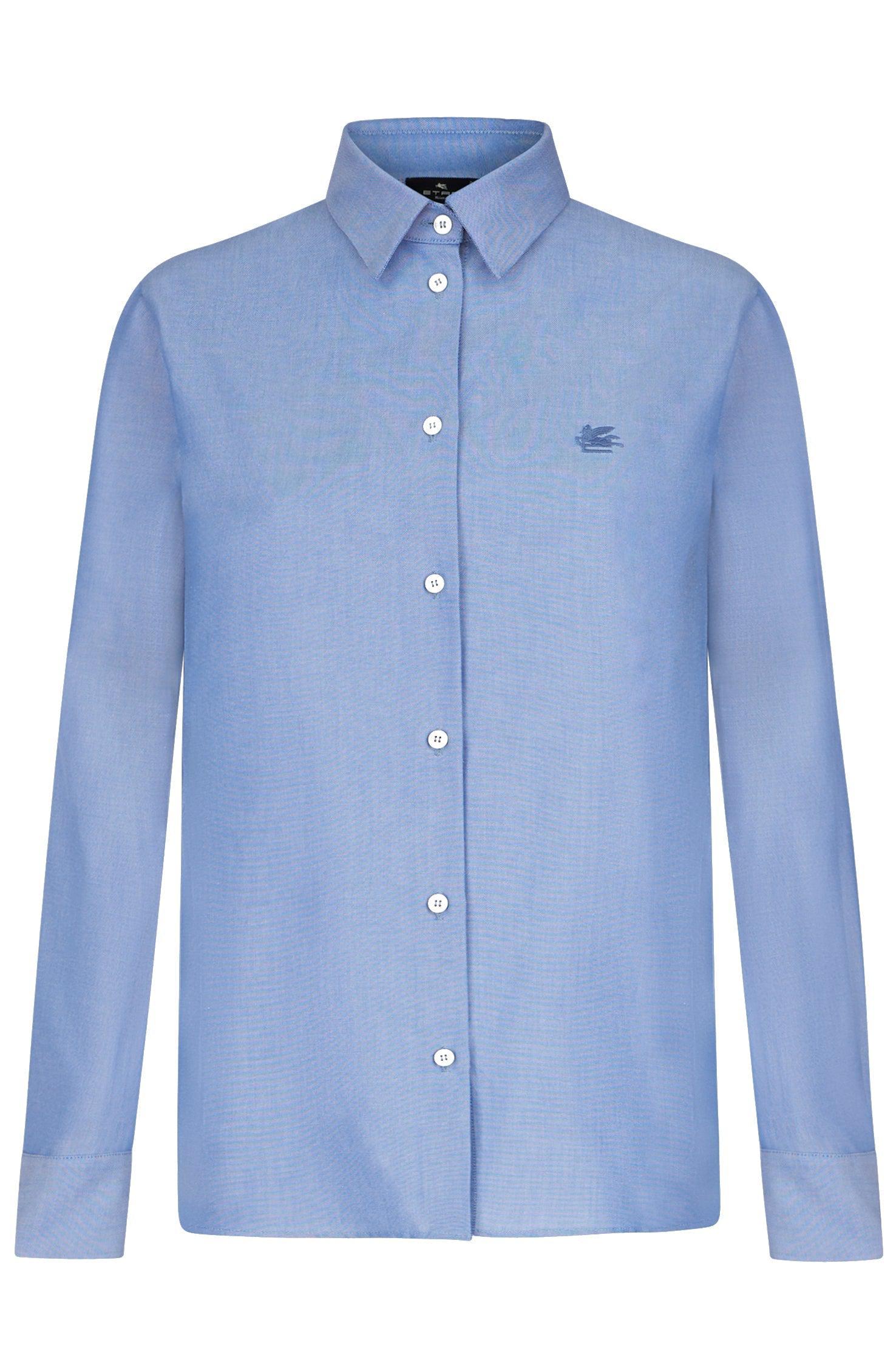 ETRO-Long Sleeve Button Down Blouse - Blue-