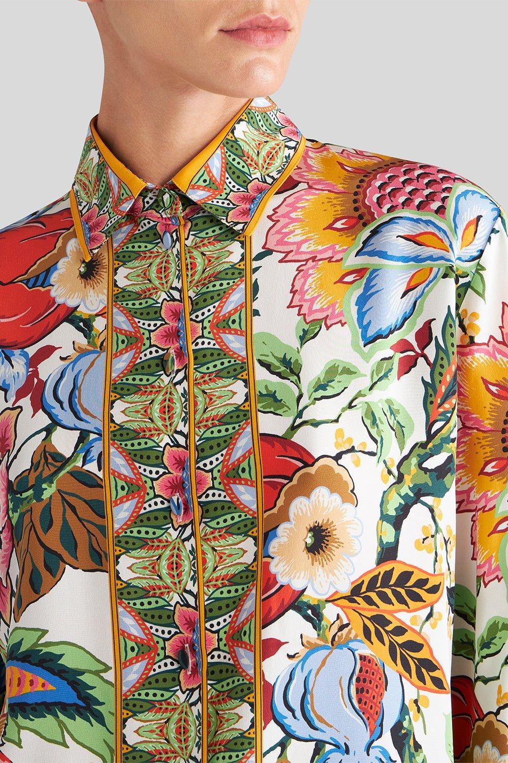 ETRO-Floral Long Sleeve Button Down Blouse-