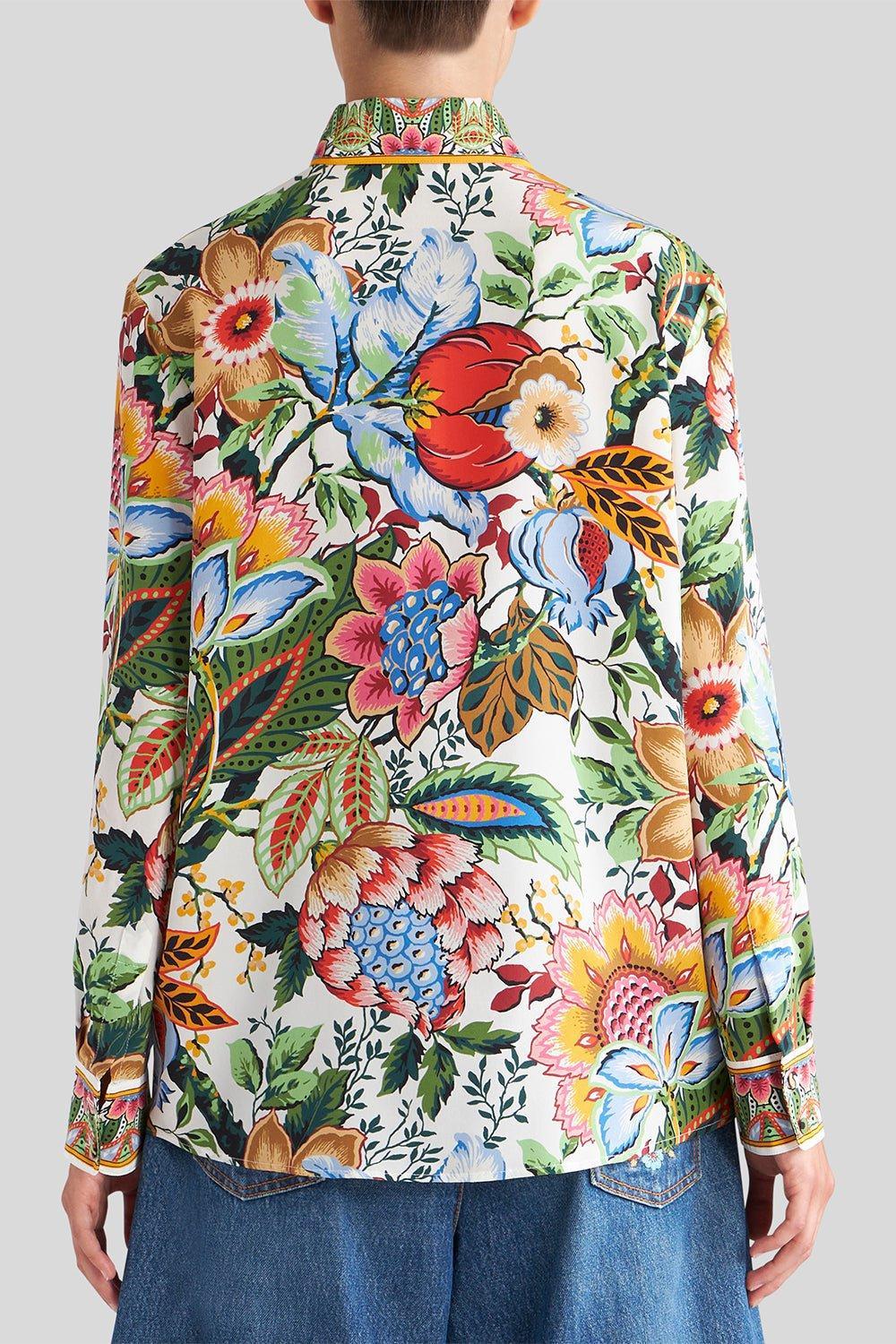 ETRO-Floral Long Sleeve Button Down Blouse-
