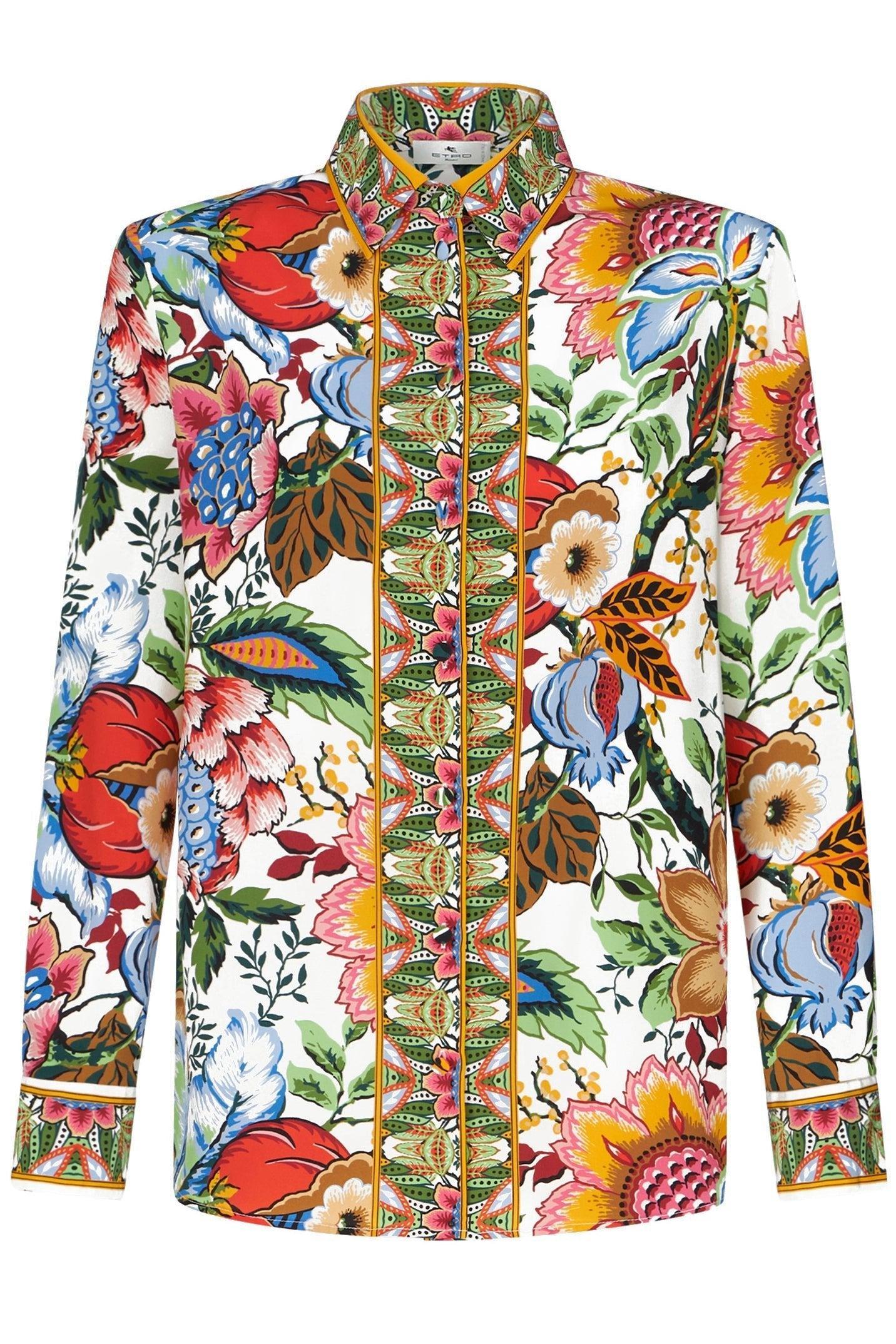 ETRO-Floral Long Sleeve Button Down Blouse-