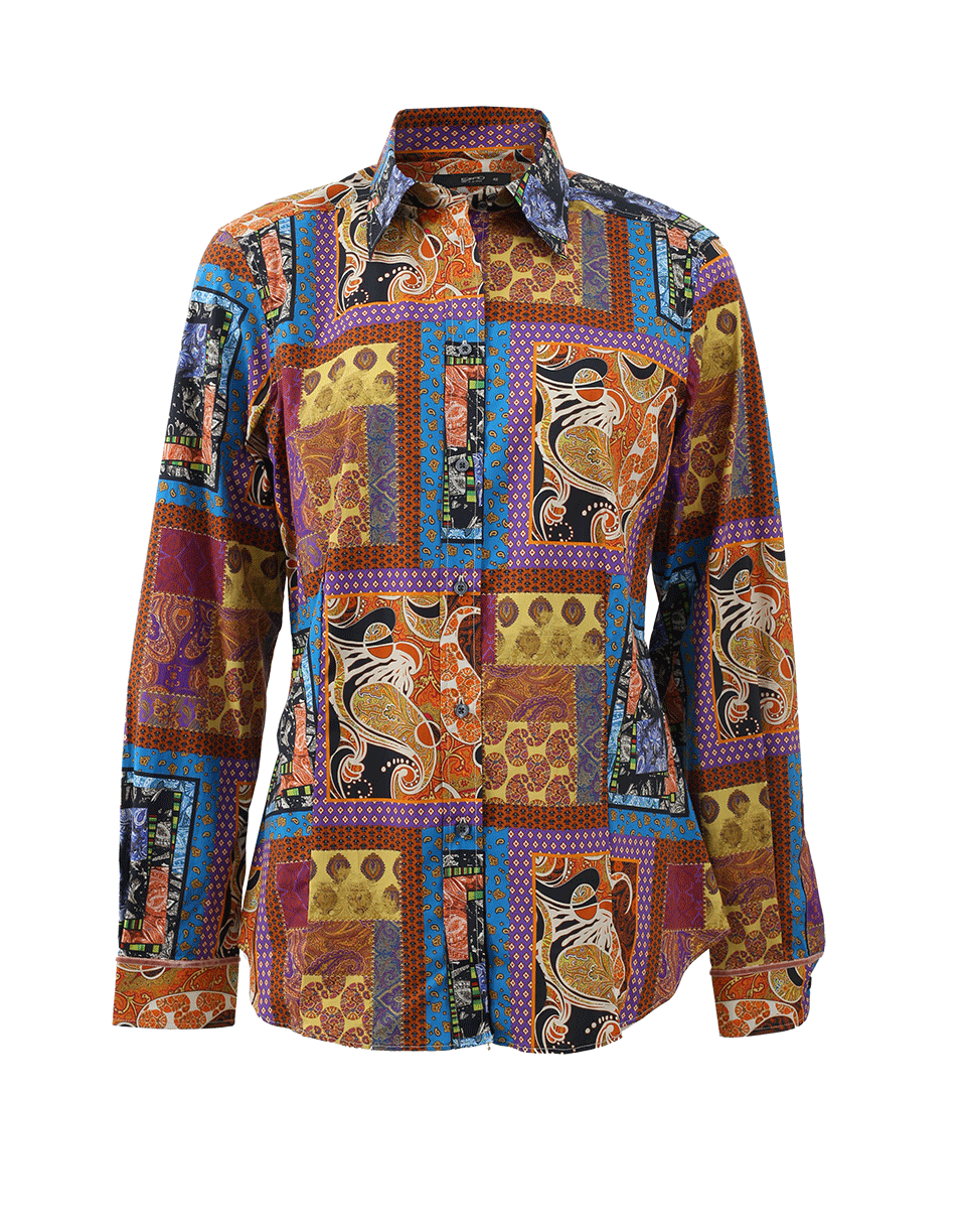ETRO-Stretch Patchwork Blouse-