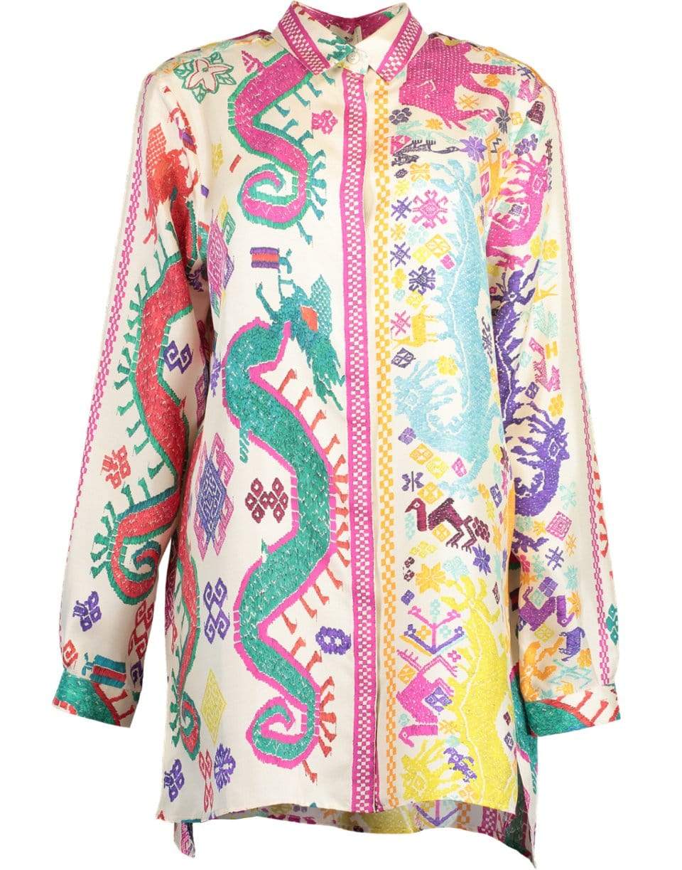 ETRO-Oversized Tribal Print Silk Shirt-
