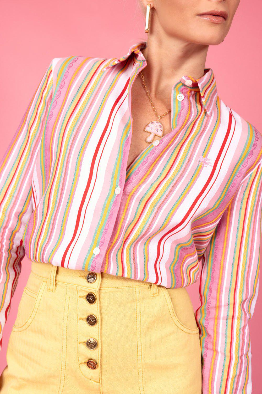 ETRO-Striped Button Down Blouse-