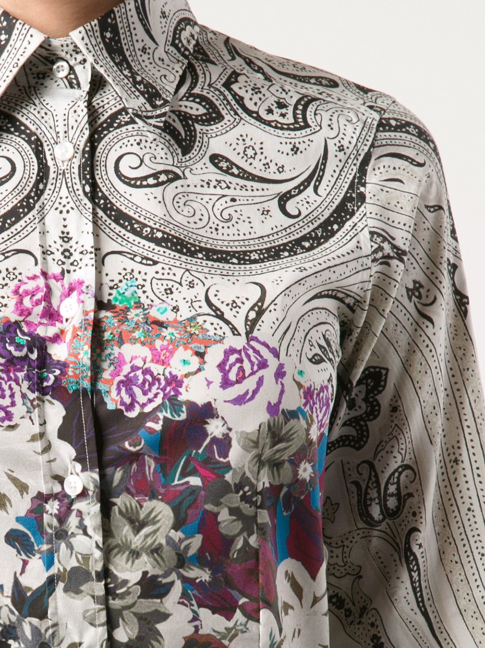 ETRO-Paisley Detail Stretch Blouse-