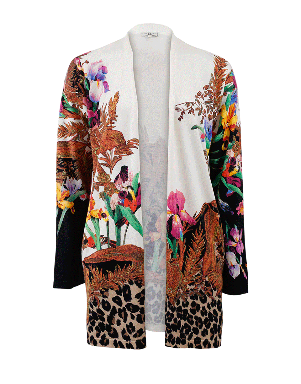 ETRO-Leopard Bottom Drape Cardigan-