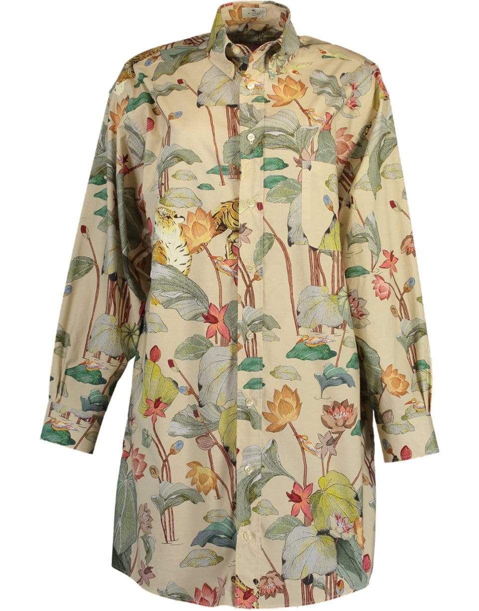 ETRO-Tiger and Water Lily Oversized Shirt-