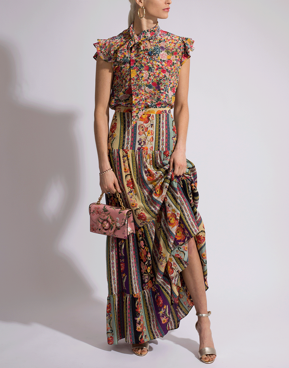 ETRO-Floral Tie Neck Penrose Top-