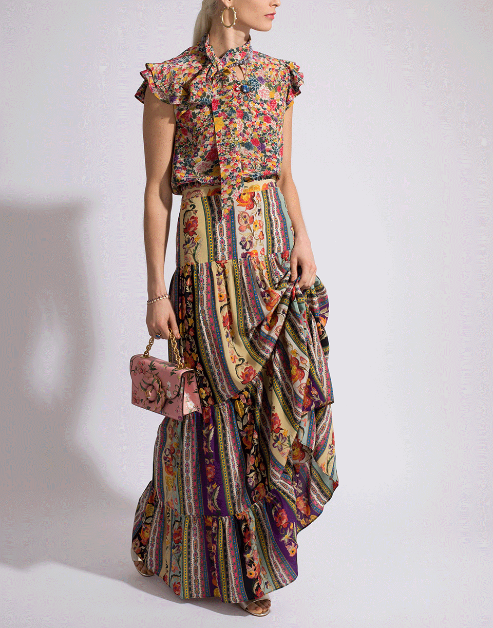 ETRO-Floral Tie Neck Penrose Top-