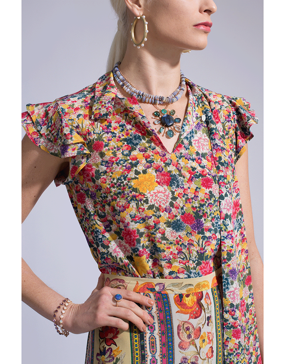ETRO-Floral Tie Neck Penrose Top-