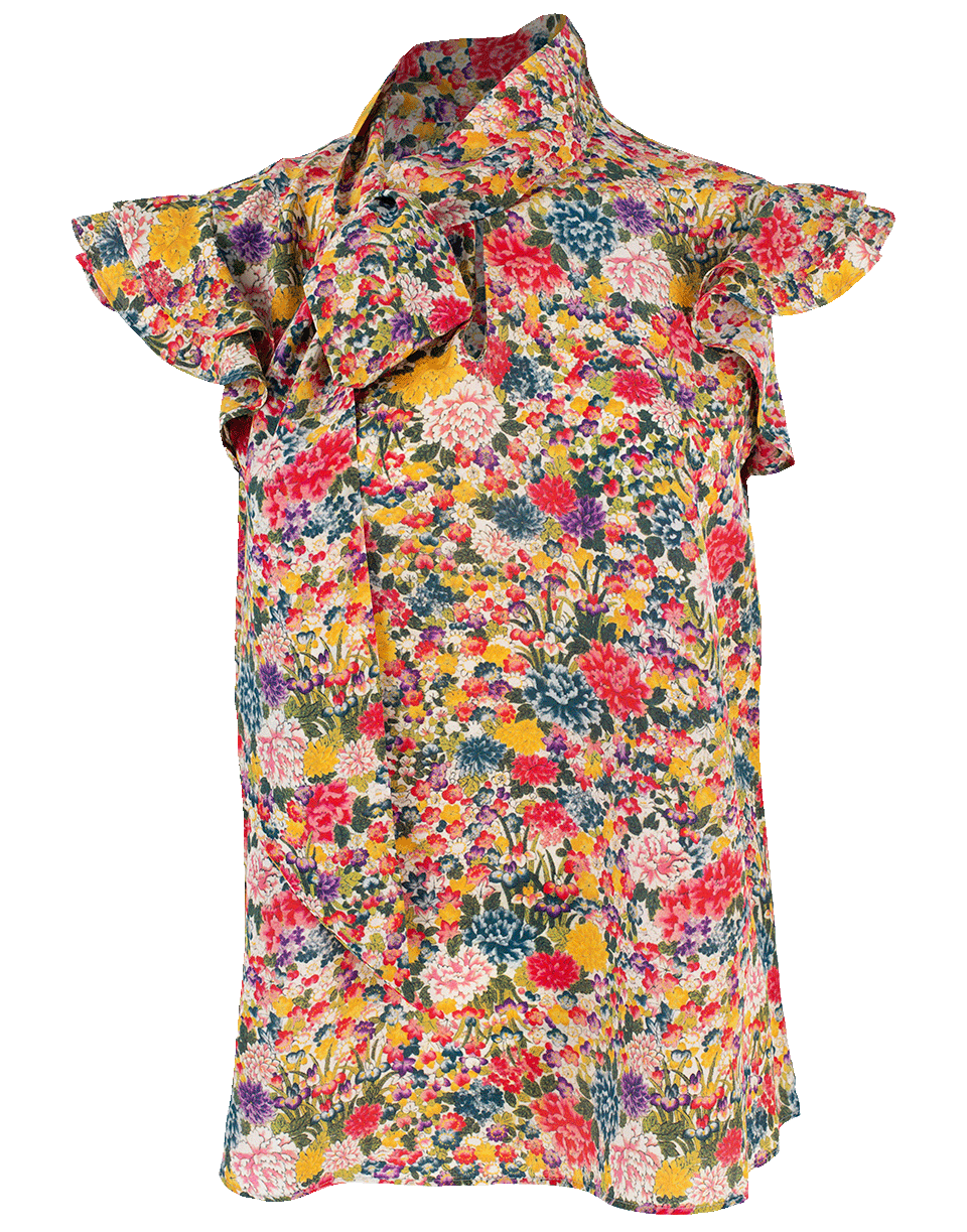 ETRO-Floral Tie Neck Penrose Top-