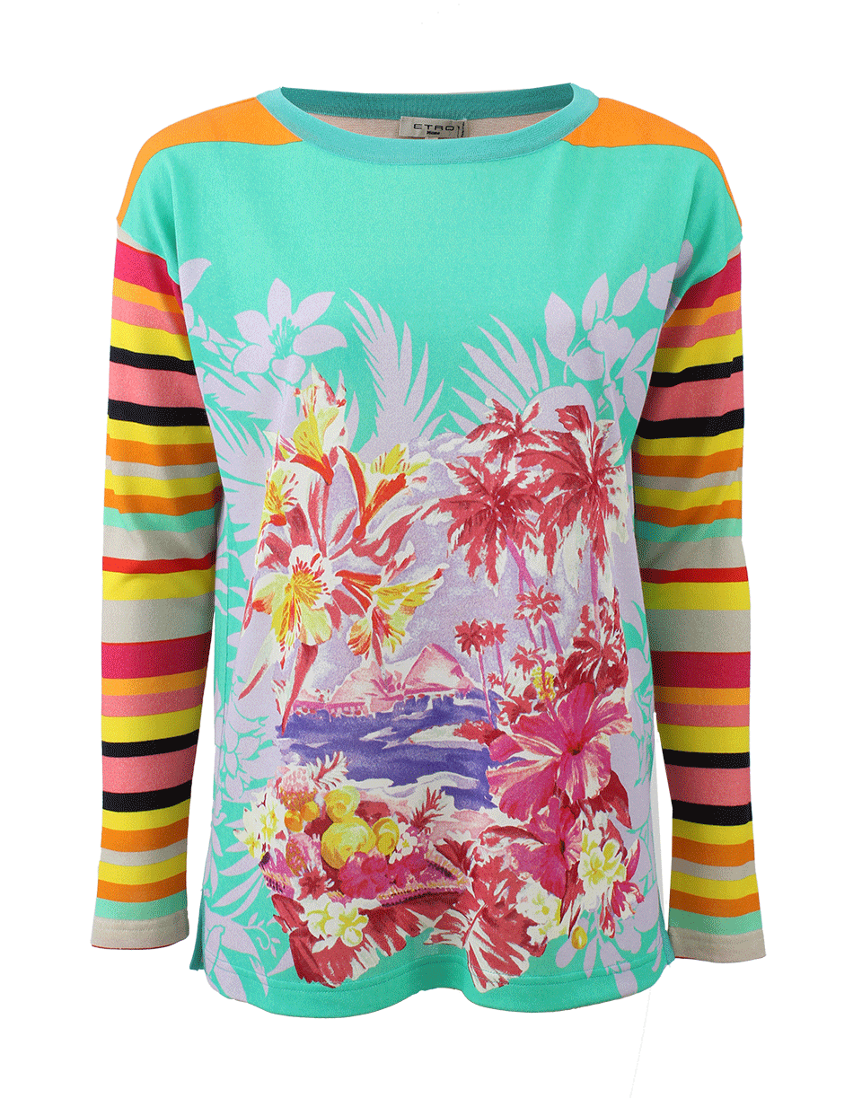 ETRO-Floral And Stripe Top-