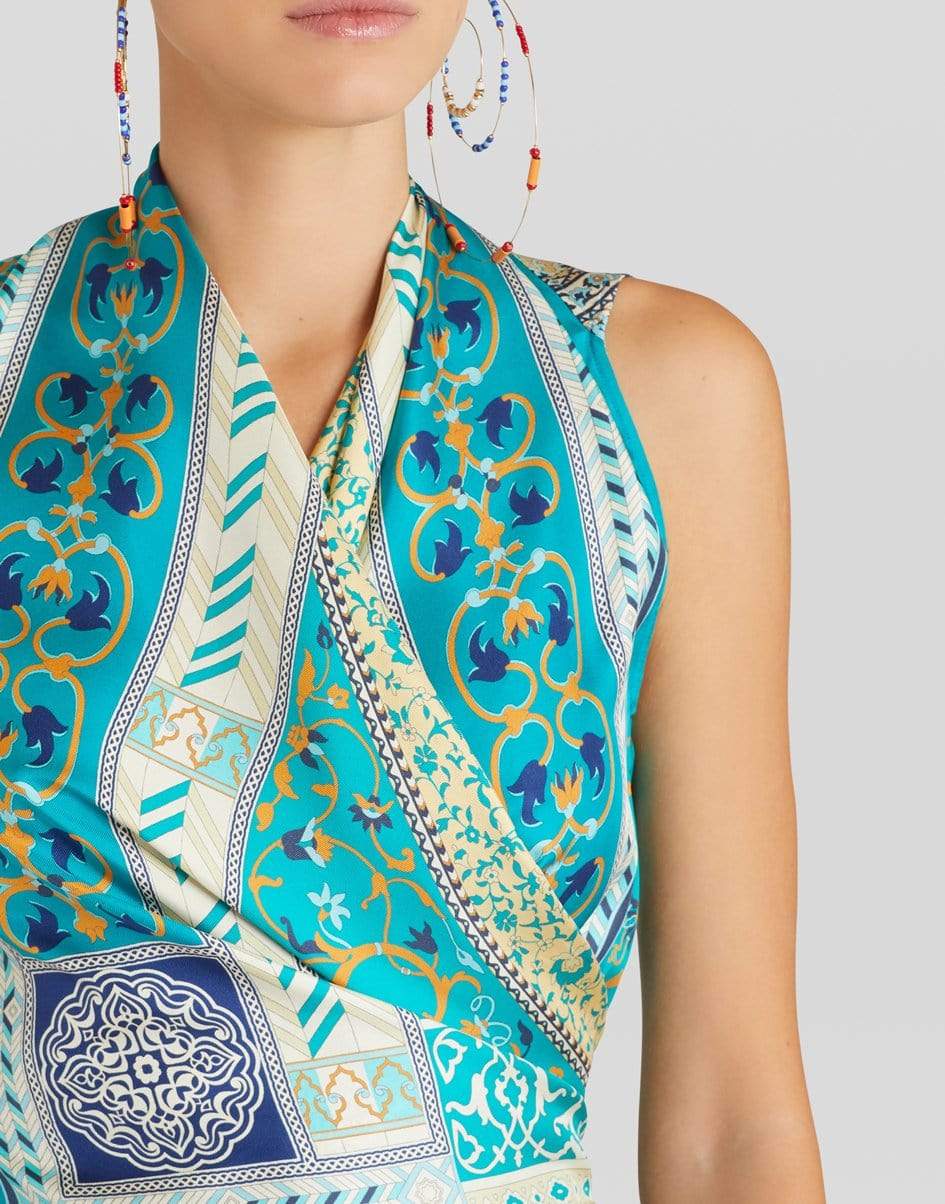 ETRO-Sleeveless Printed Tie Scarf Silk Top-