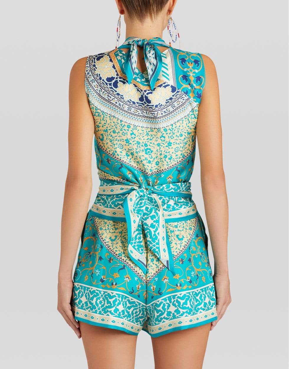 ETRO-Sleeveless Printed Tie Scarf Silk Top-