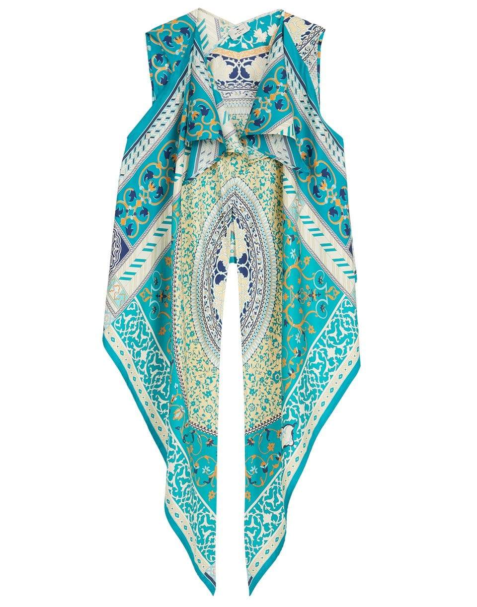 ETRO-Sleeveless Printed Tie Scarf Silk Top-