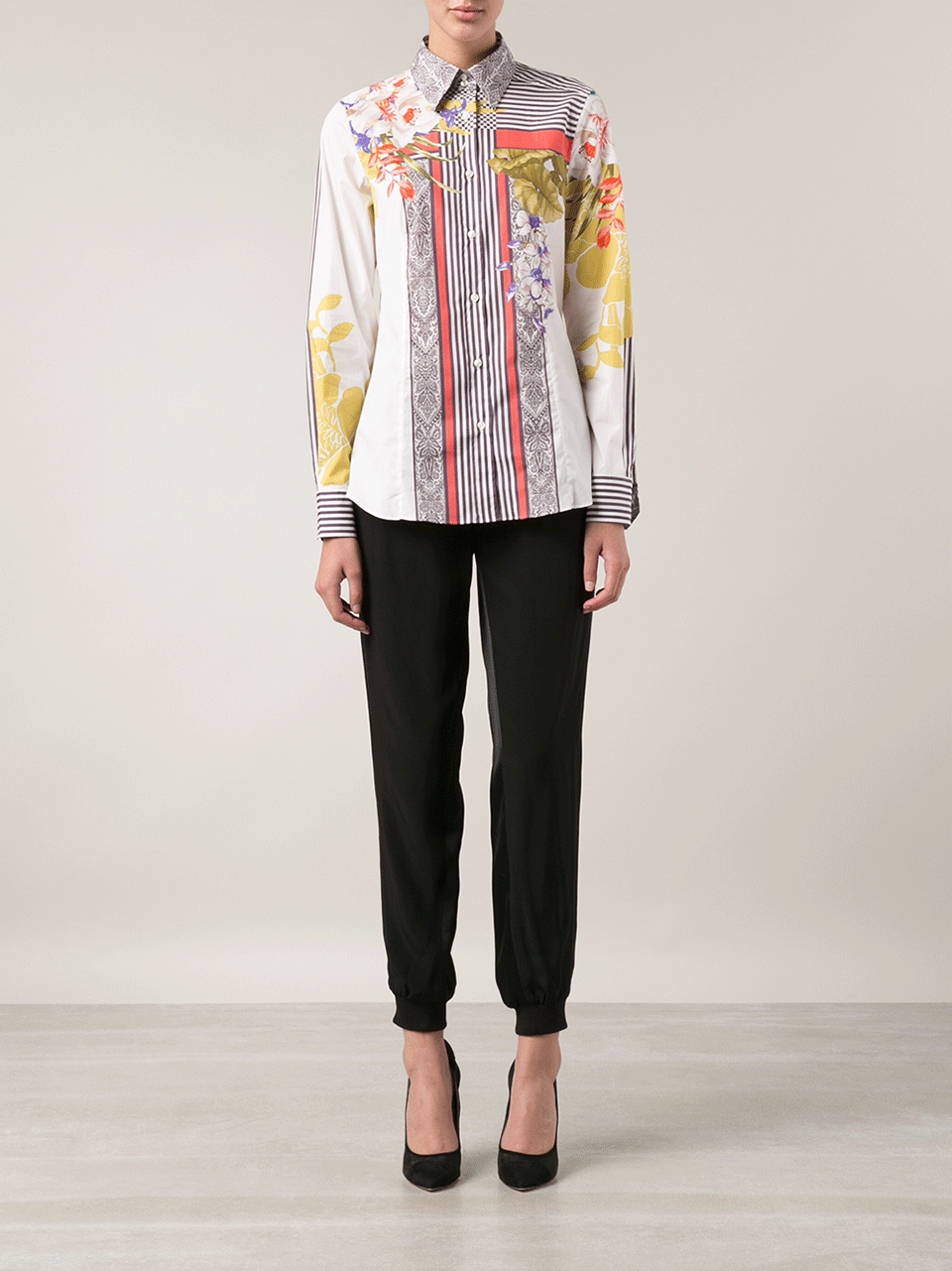 ETRO-Stripe Detail Collared Shirt-