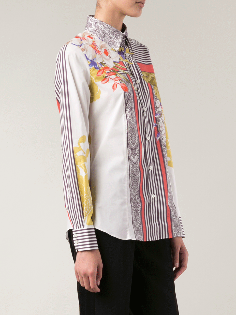 ETRO-Stripe Detail Collared Shirt-