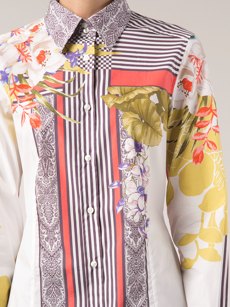 ETRO-Stripe Detail Collared Shirt-