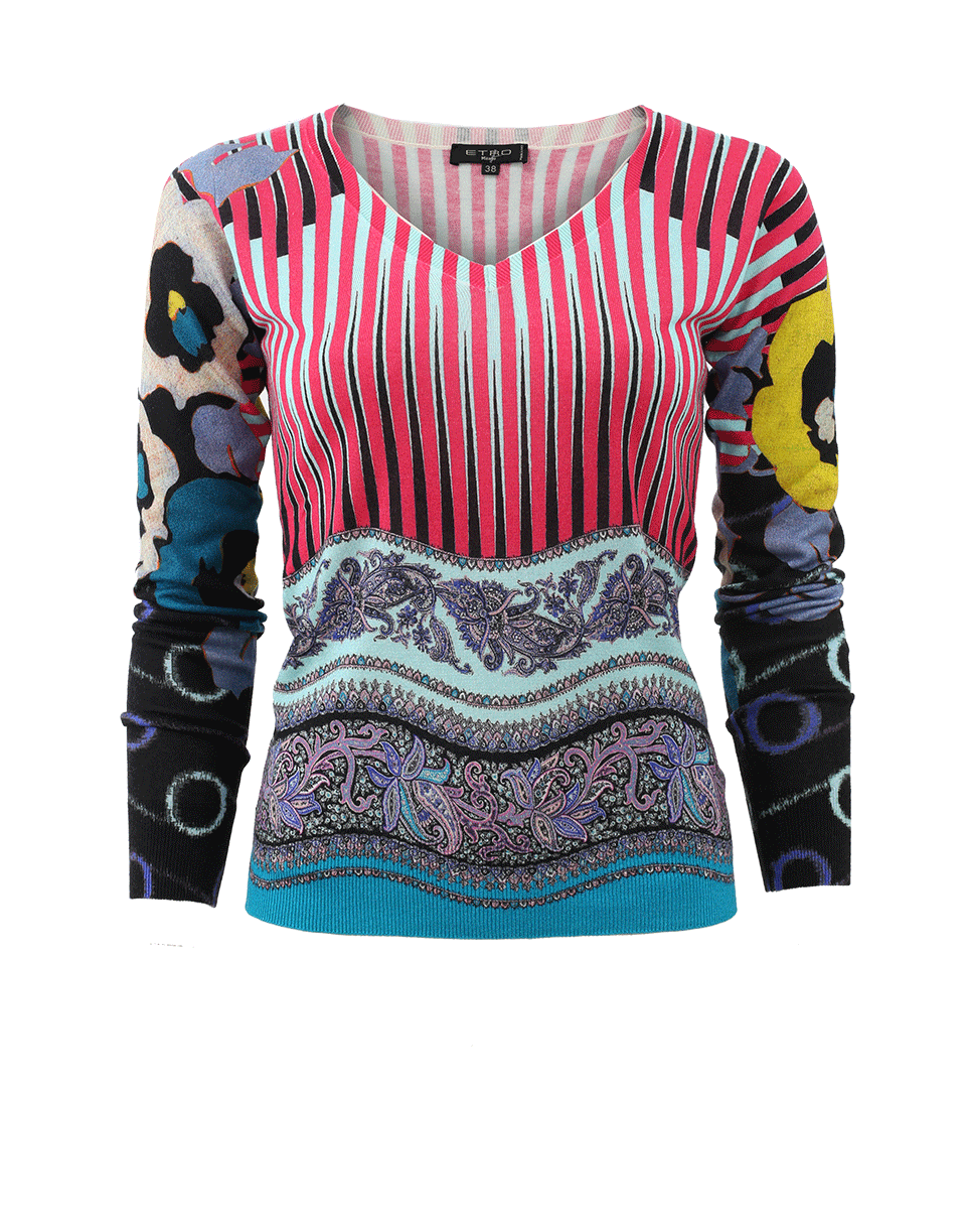 ETRO-Striped Paisley Pullover Top-