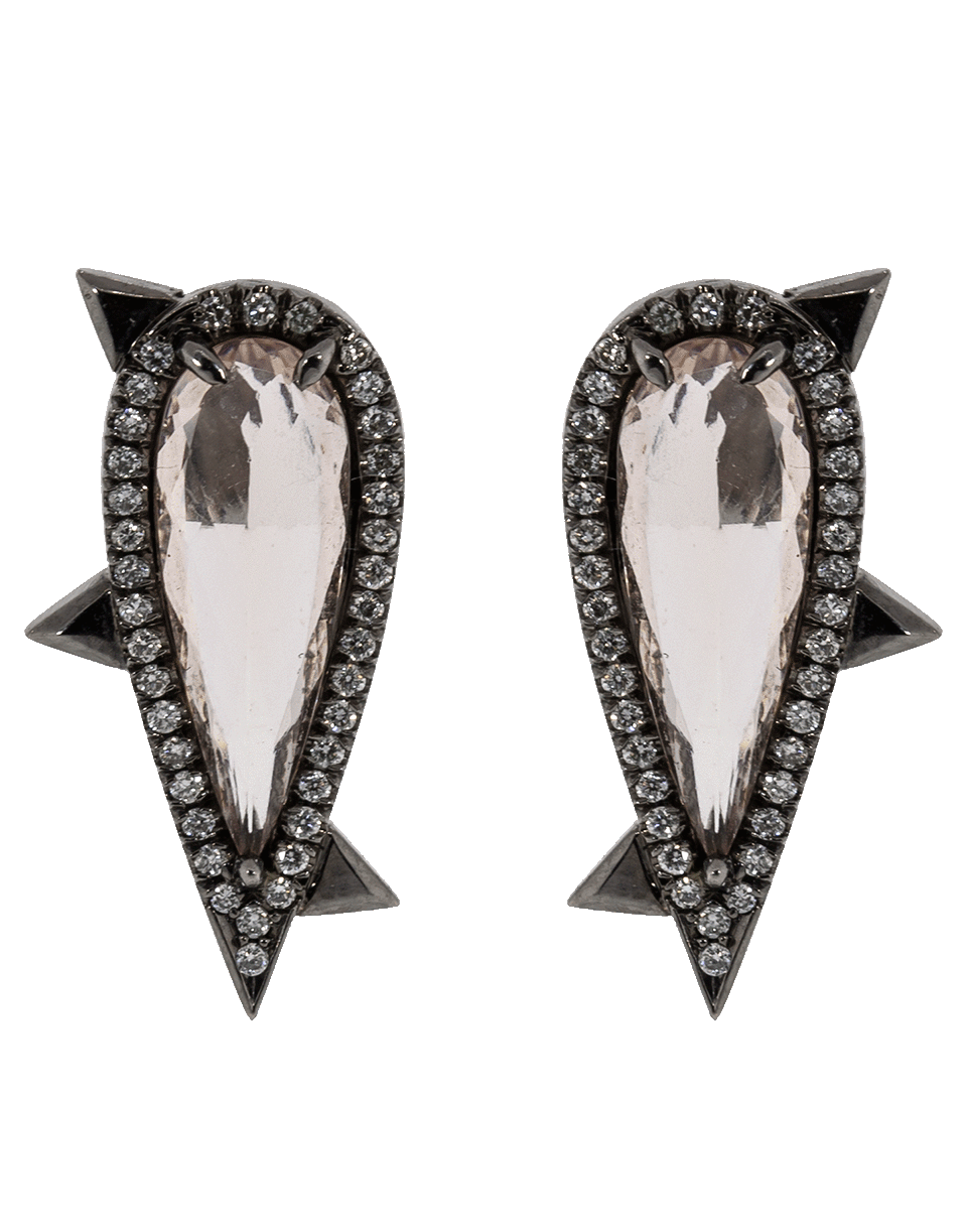 EVA FEHREN-Morganite And Diamond Studs-BLACK GOLD
