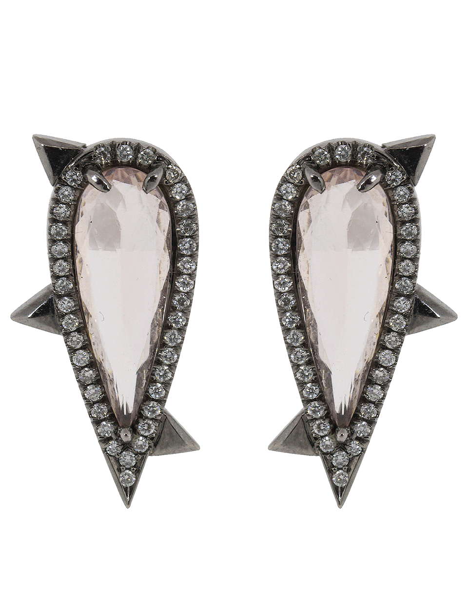 EVA FEHREN-Morganite And Diamond Studs-BLACK GOLD