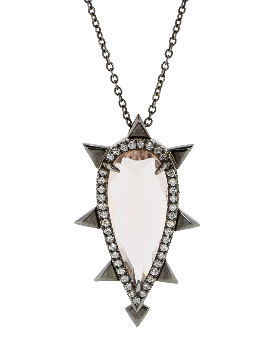 EVA FEHREN-Morganite And Diamond Pendant Necklace-BLACK GOLD