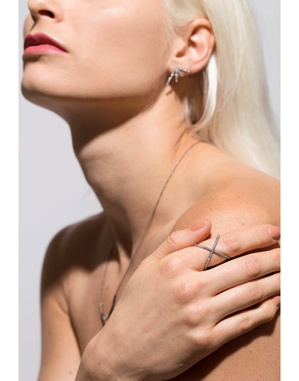 EVA FEHREN-Diamond X Ring-BLACK GOLD