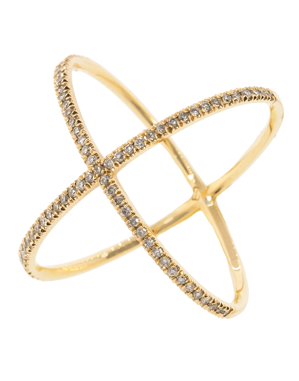EVA FEHREN-Champagne Diamond X Ring-ROSE GOLD