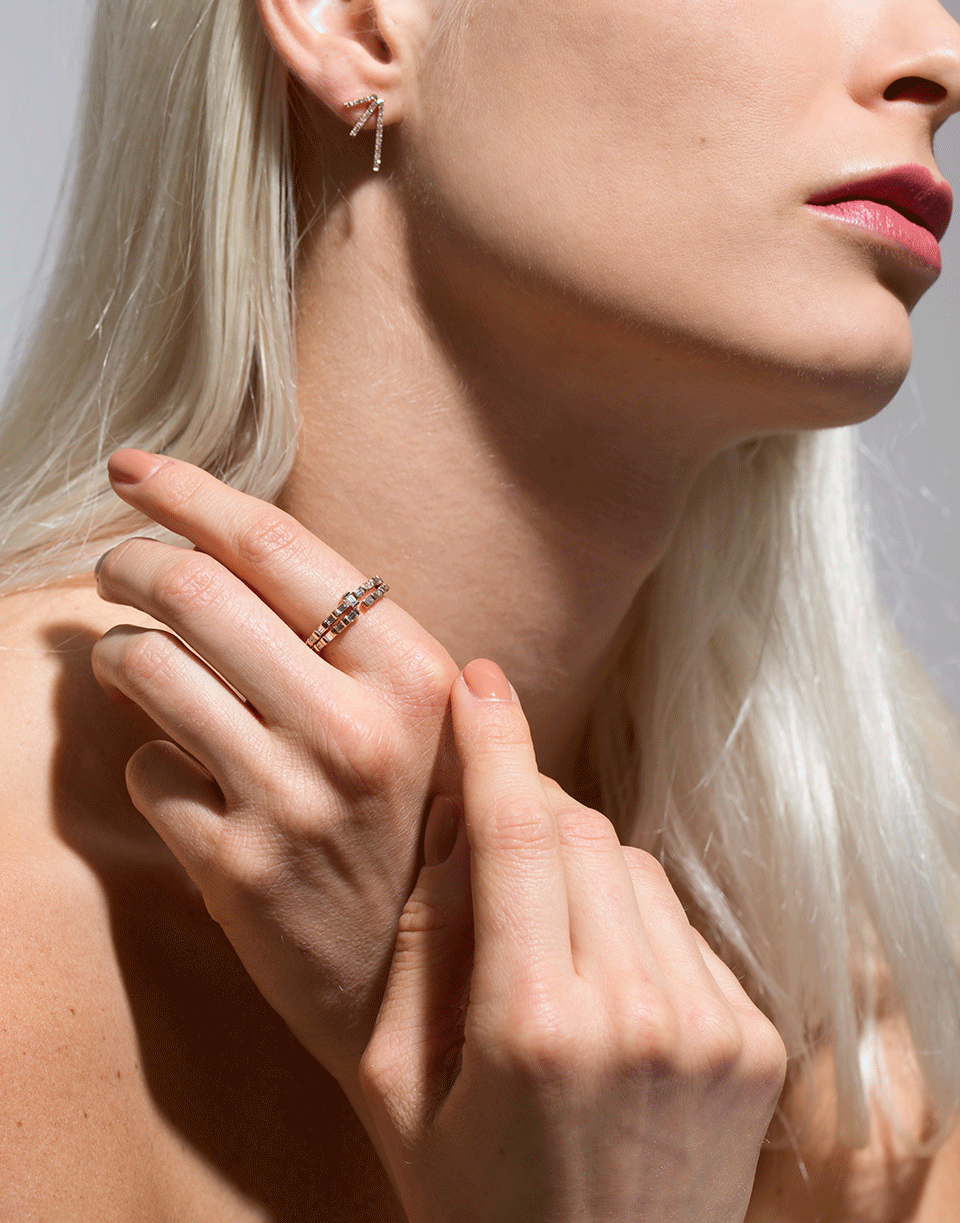 EVA FEHREN-Diamond Baguette Tetra Band Ring-ROSE GOLD