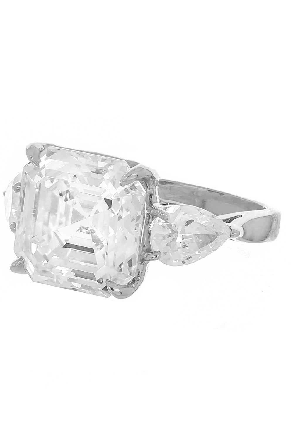 Square Cut with Pear Side Stones Ring-YELLOW GOLD-5.5-JEWELRYBOUTIQUERING-FANTASIA by DESERIO