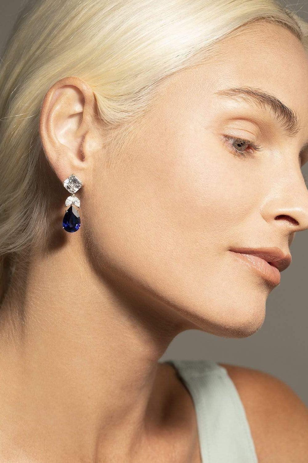 Asscher with Pear Drop Earrings-SILVER-JEWELRYBOUTIQUEEARRING-FANTASIA by DESERIO