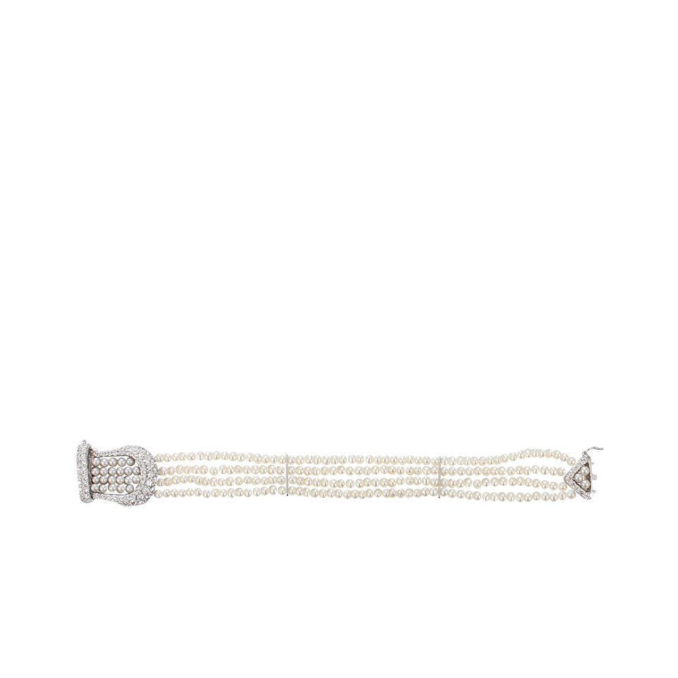 FANTASIA by DESERIO-Four Strand Buckle Bracelet-PRL/CZ