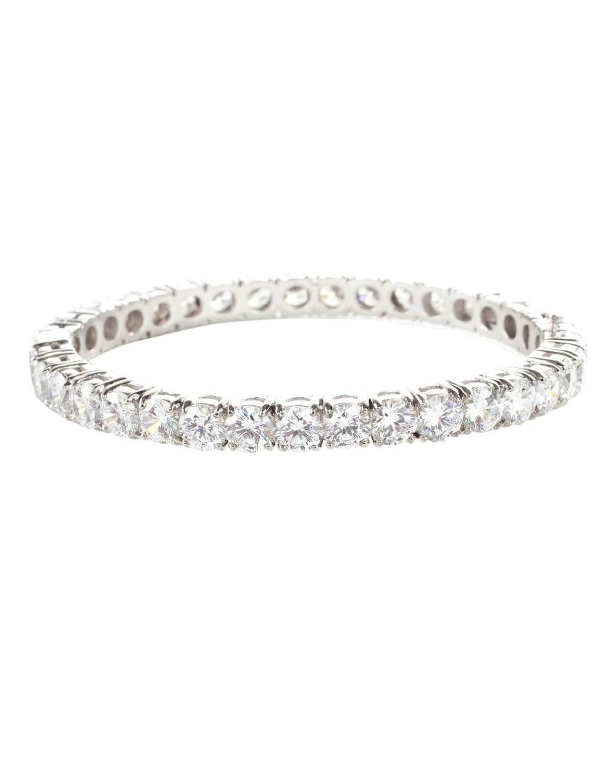 FANTASIA by DESERIO-Round Stone Bangle-SILVER