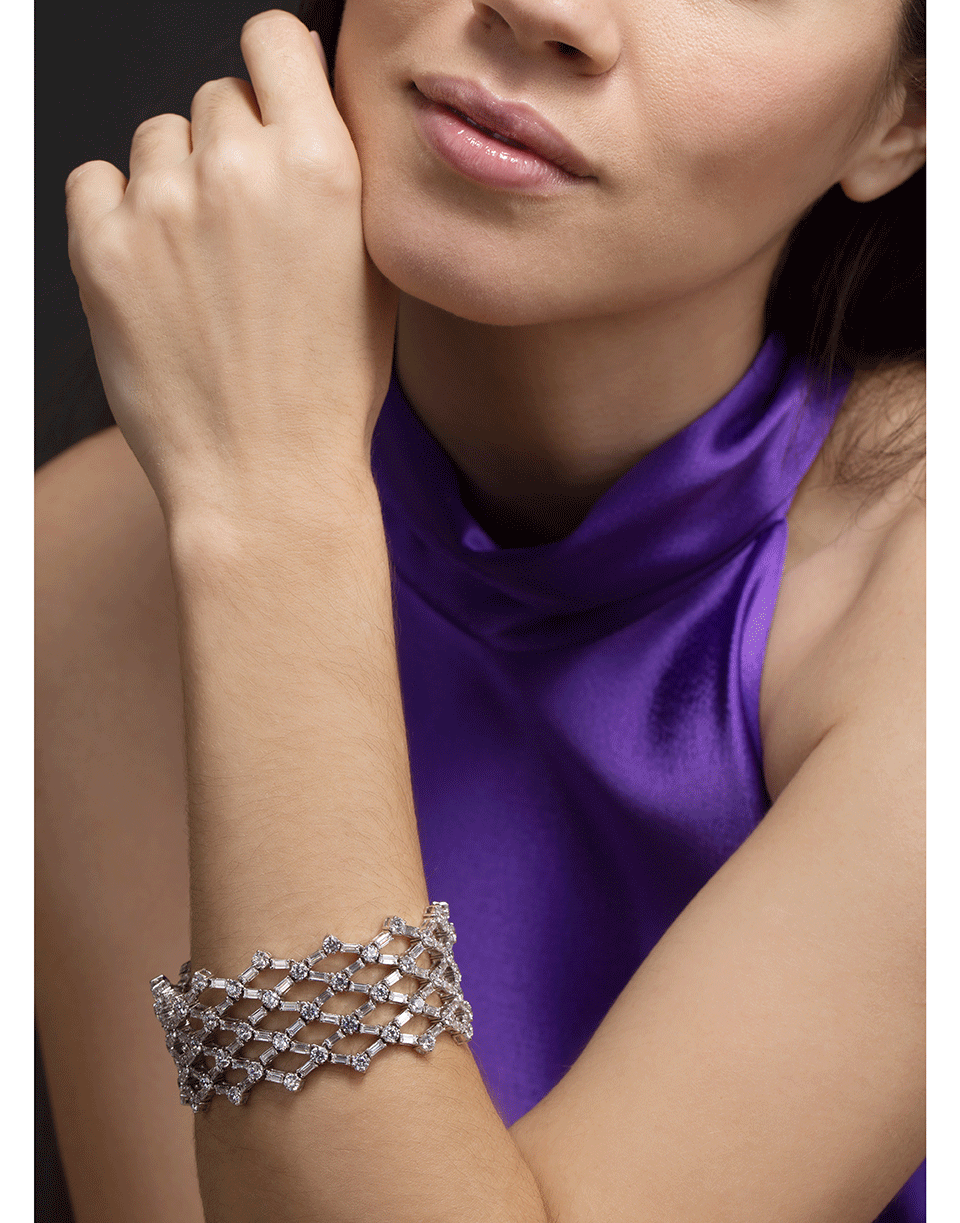 FANTASIA by DESERIO-Rounds And Bag Cubic Zirconia Flex Bracelet-SILVER