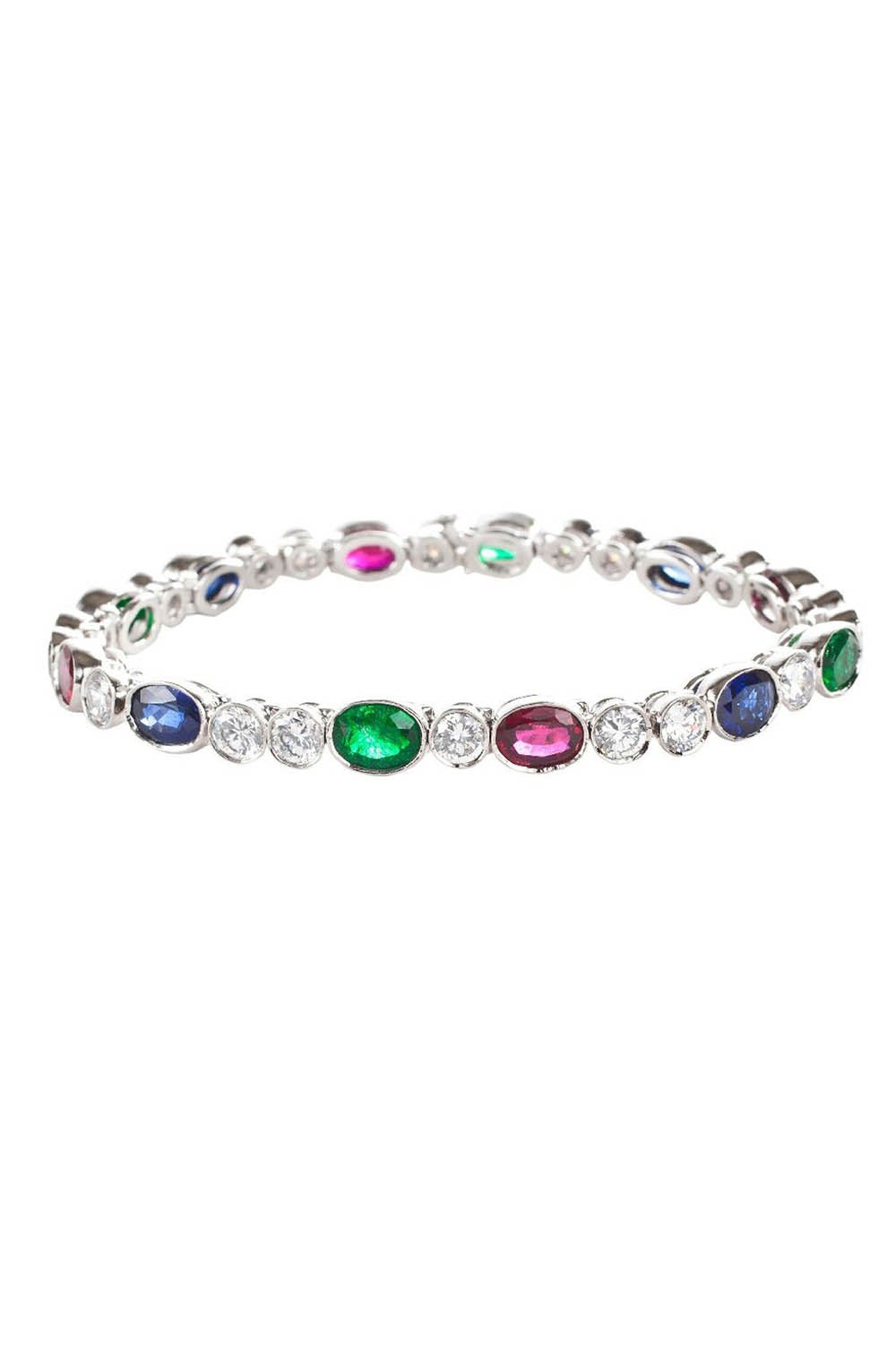 FANTASIA by DESERIO-Bezel Set Oval Bracelet-WHITE