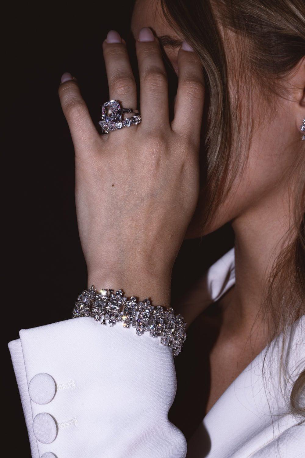 FANTASIA by DESERIO-Elaborate CZ Bracelet-WHITE