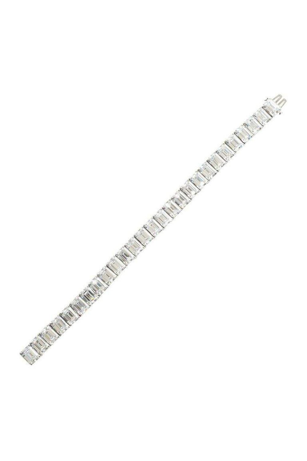 FANTASIA by DESERIO-Emerald Cut CZ Bracelet-WHITE