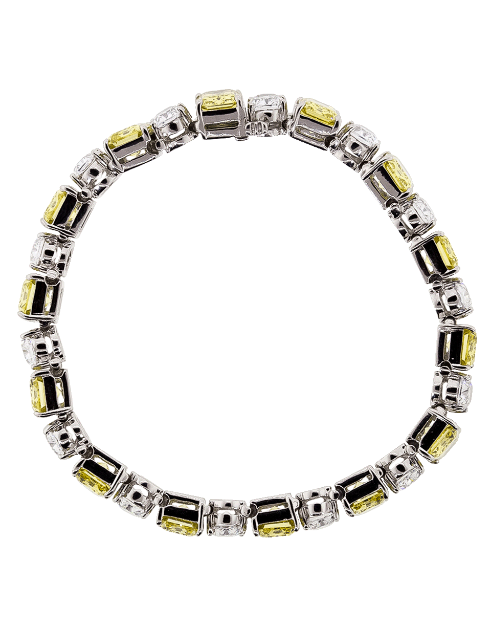 FANTASIA by DESERIO-Canary And Cubic Zirconia Oval Bracelet-WHTGLD