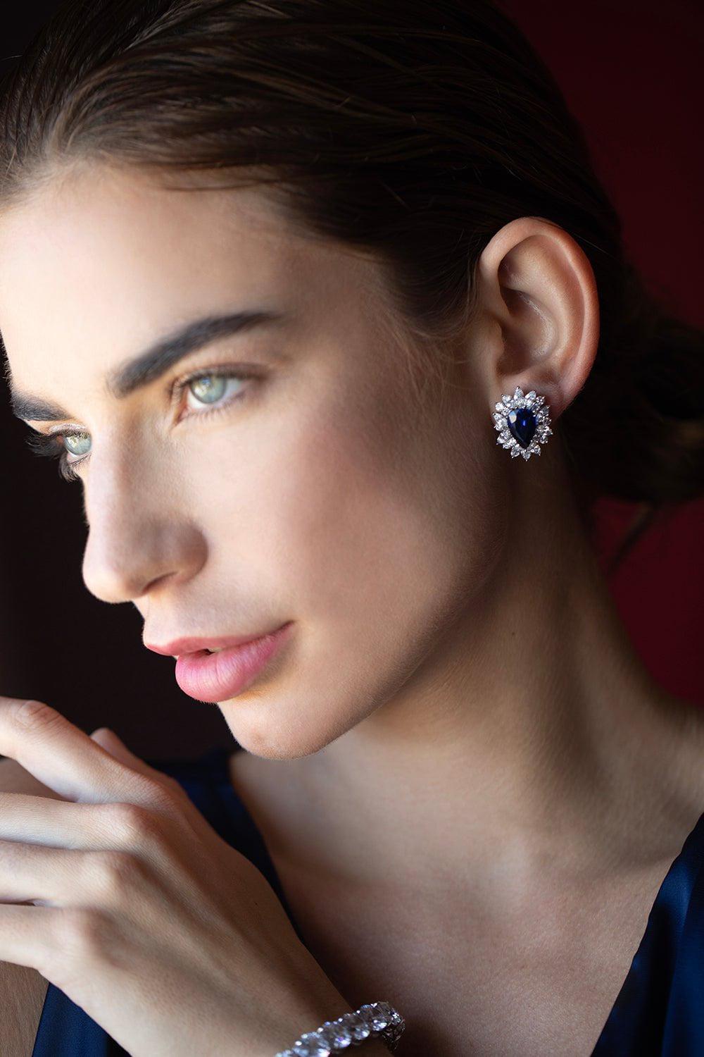 FANTASIA by DESERIO-Blue Pear Marquise Earrings-BLUE