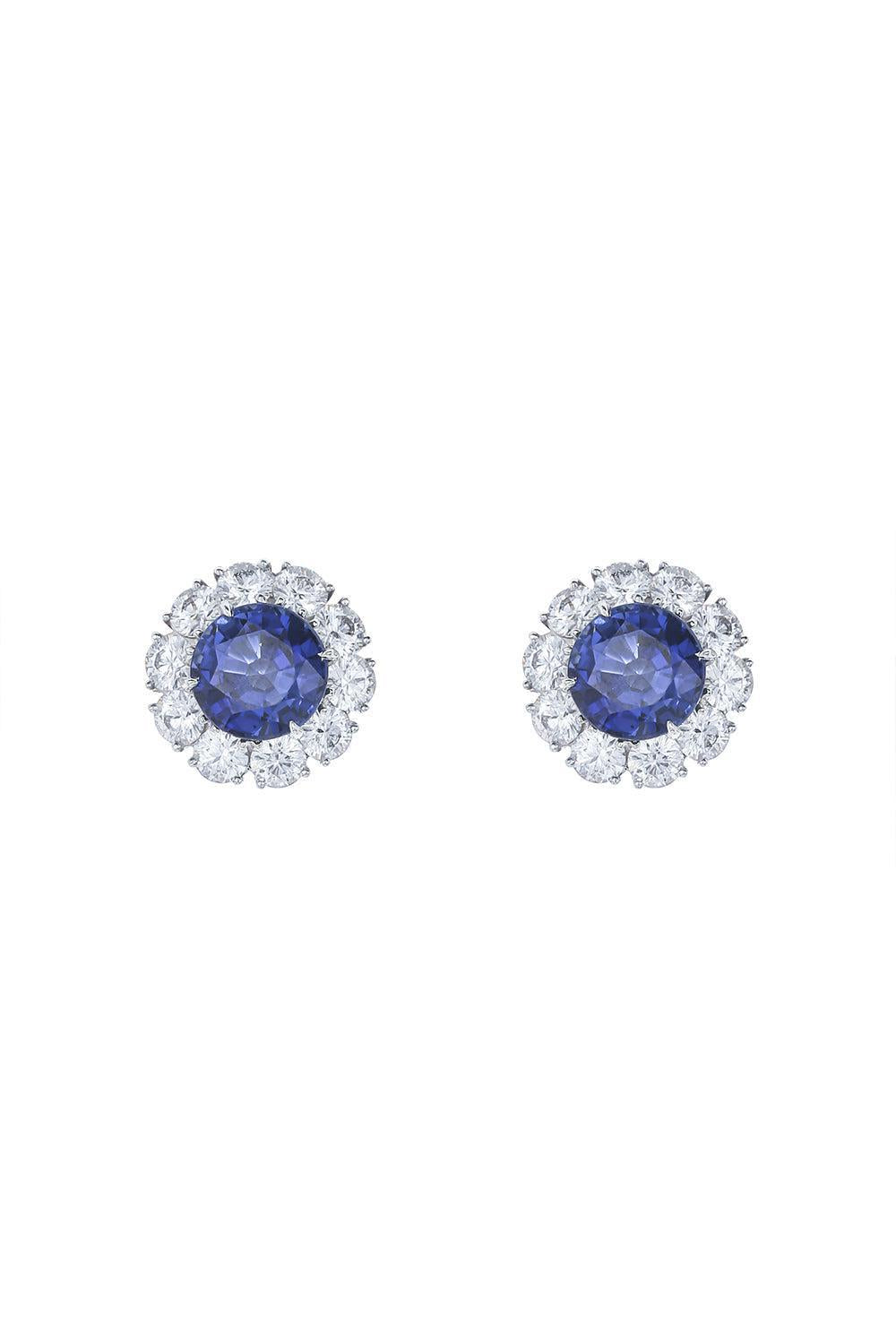 Round Blue Surrounding Stud Earrings-BLUE-JEWELRYBOUTIQUEEARRING-FANTASIA by DESERIO