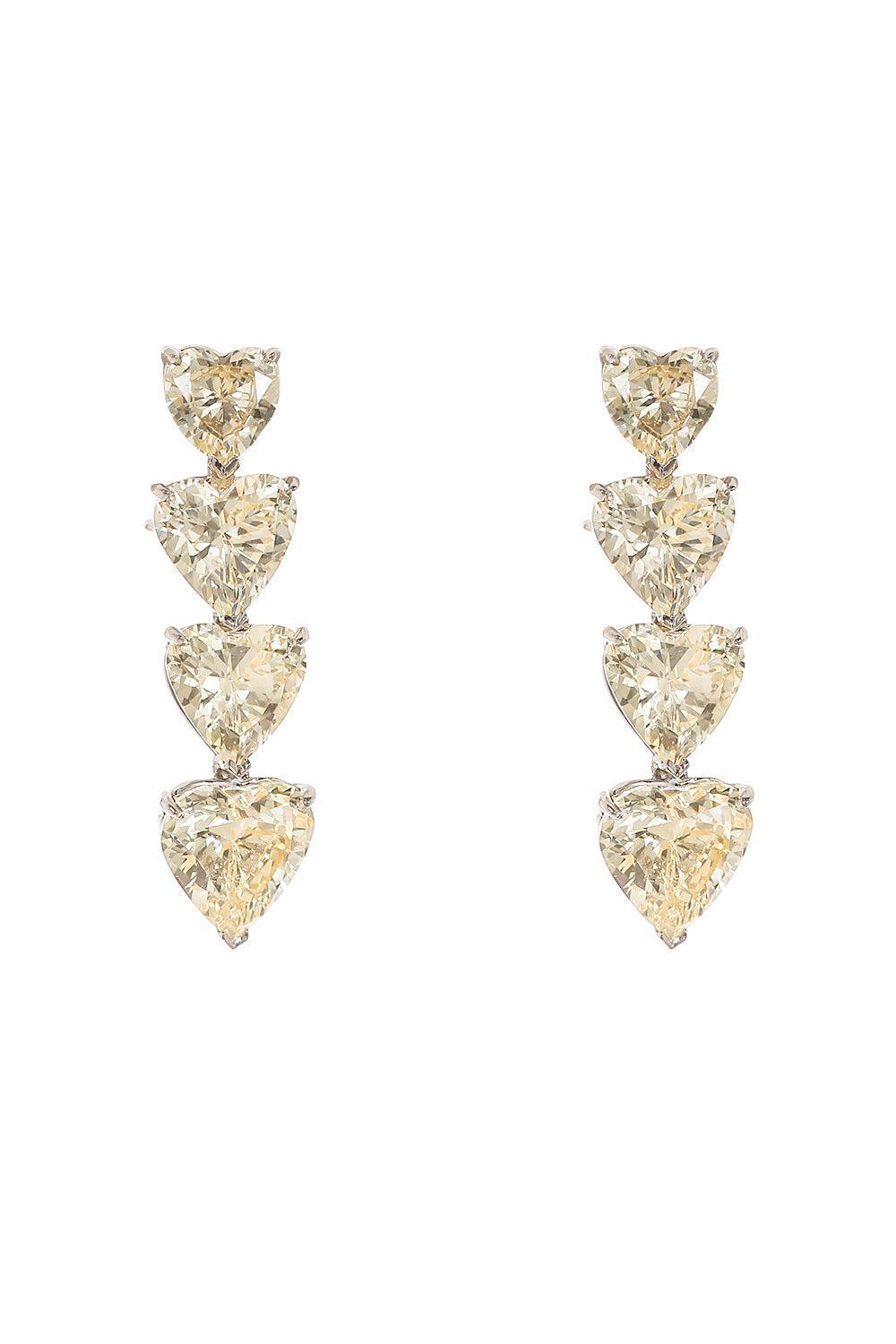 Four Stone Canary Heart Drop Earrings-CANARY-JEWELRYBOUTIQUEEARRING-FANTASIA by DESERIO