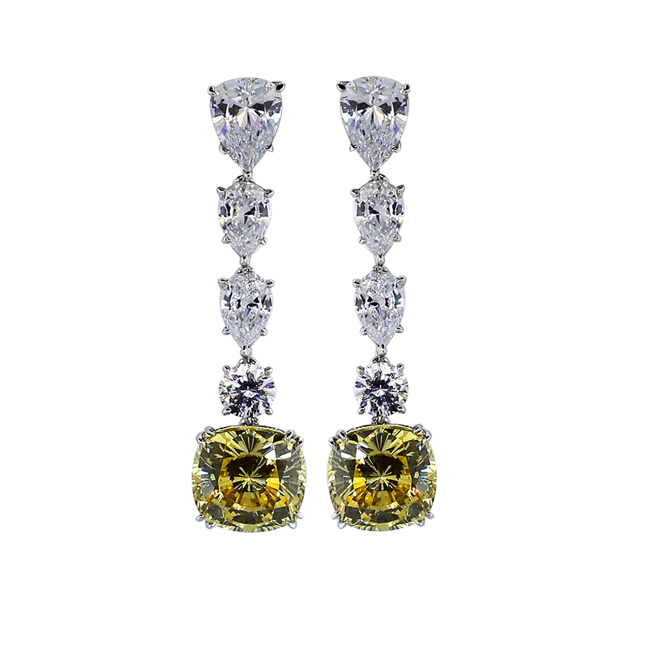 FANTASIA by DESERIO-Cushion Drop Earrings-CAN/CZ